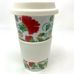 World market ceramic carnation travel mug with lid